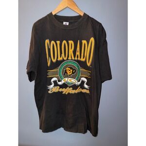 Vintage Logo 7 Colorado Buffaloes T Shirt XL Black Single Stitch 90s NCAA CU